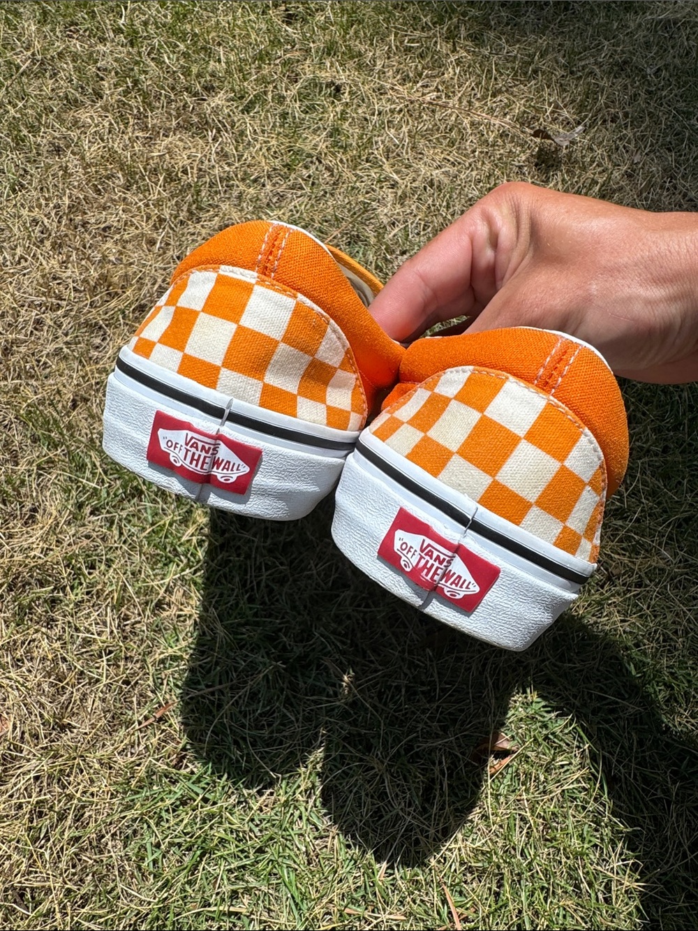 Vans Checkerboard Slip-On in Orange and White - Picture 3 of 7